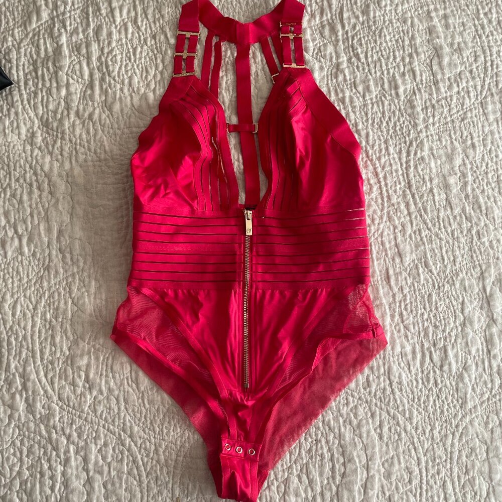 Linda C Raspberry Bodysuit by Honey Birdette